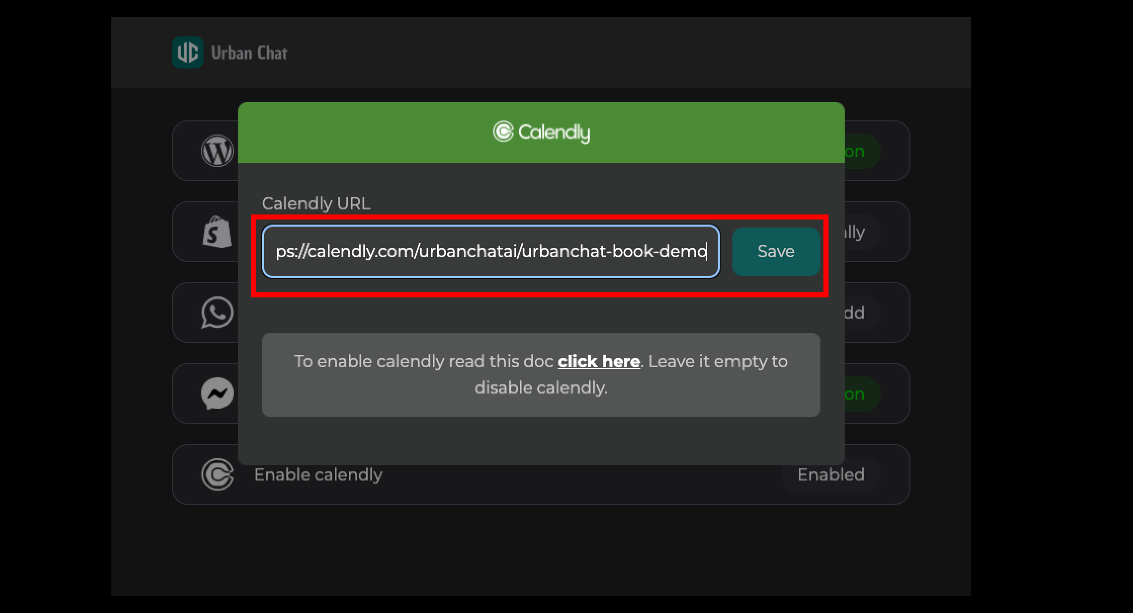 enter calendly url